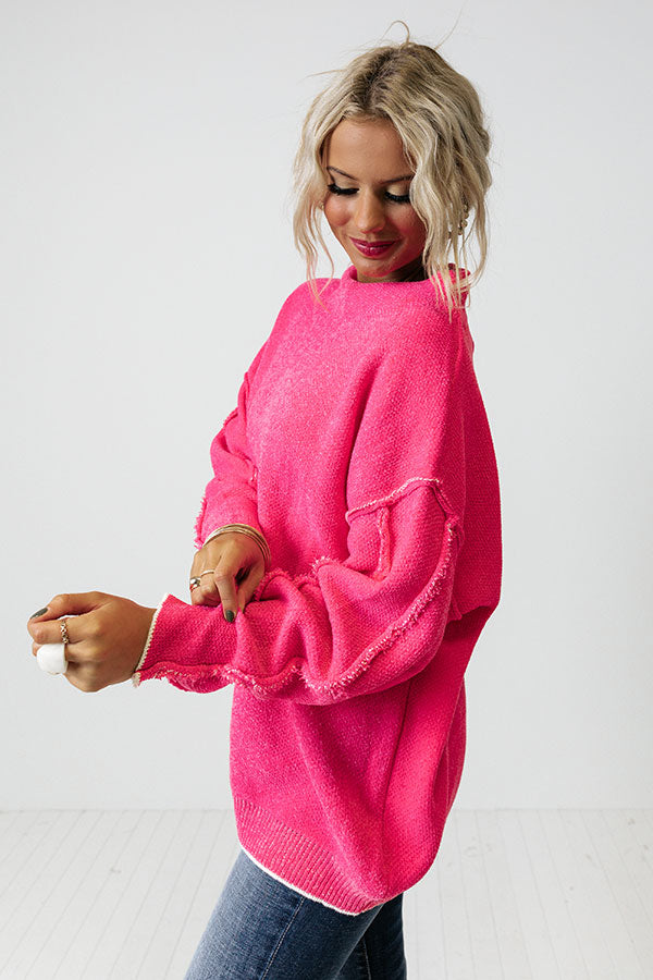 Haute Tea Chenille Sweater In Hot Pink Image - 4
