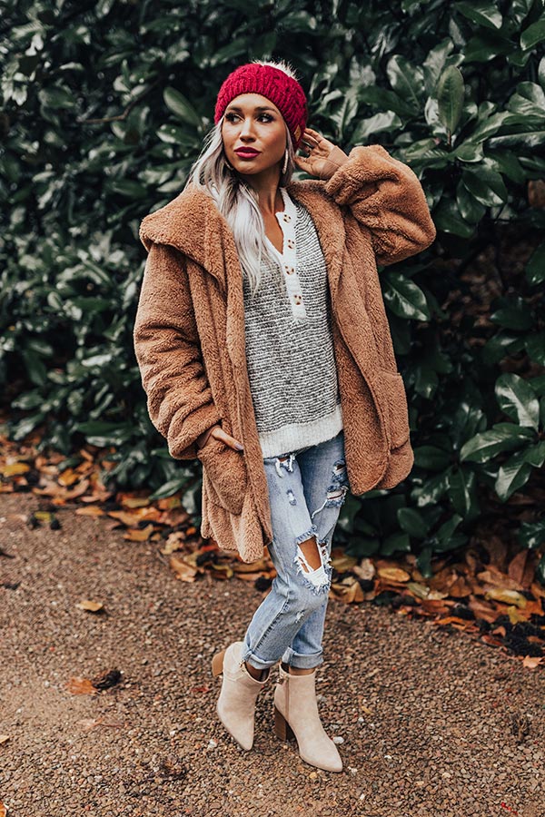 S'mores And Cozy Teddy Cardigan in Brown • Impressions Online Boutique