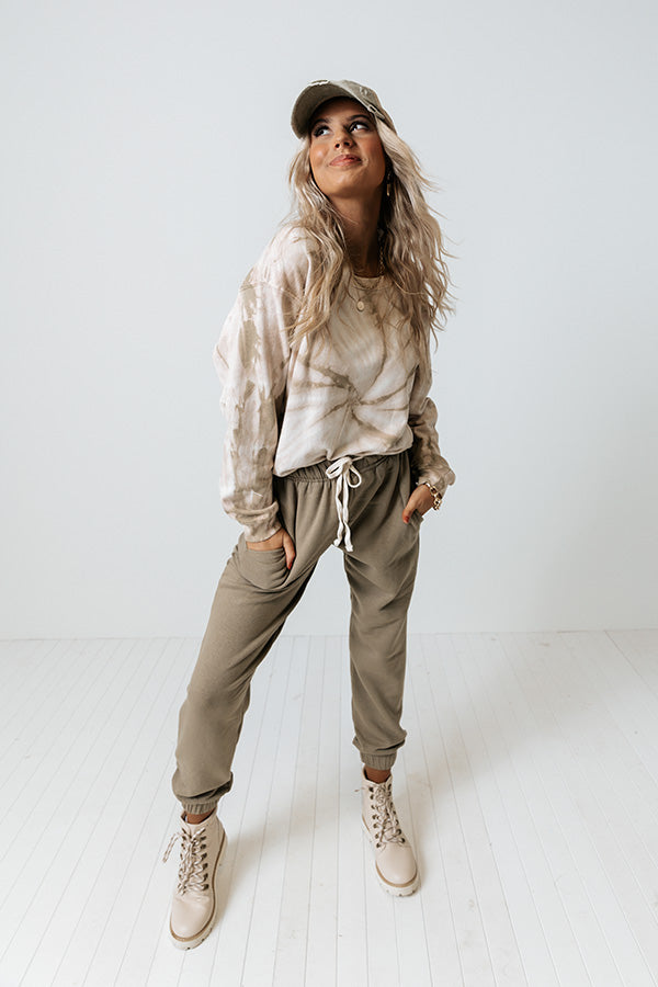 Down Time Joggers In Light Sage Image - 2