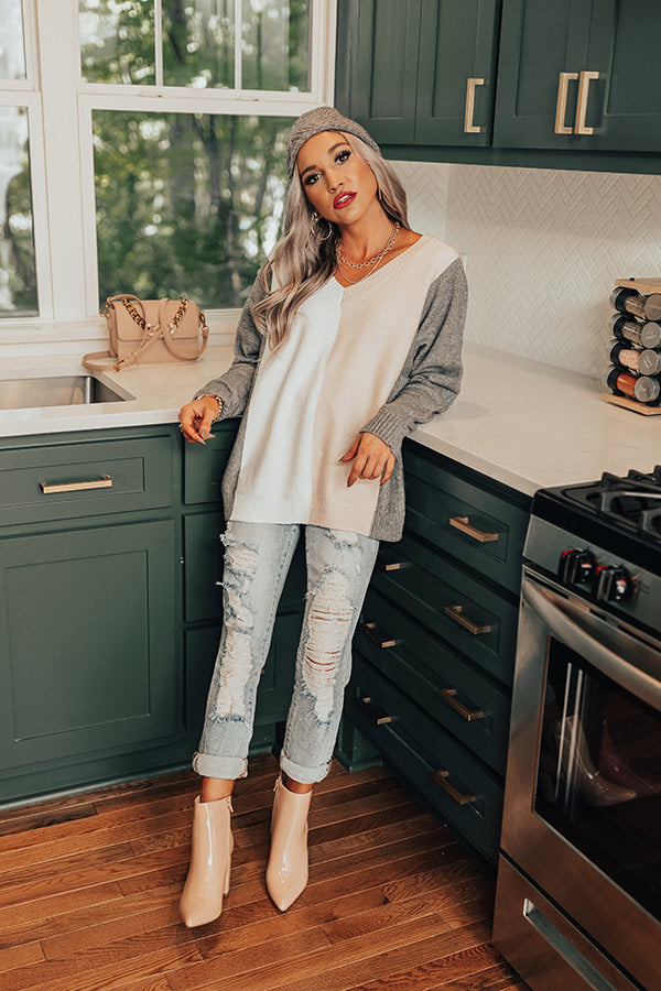 Faded Days Colorblock Sweater In Grey Image - 1