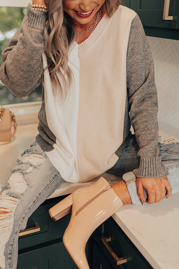 Faded Days Colorblock Sweater In Grey Image - 1