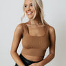 Balanced Act Ribbed Crop Top In Camel Image - 1