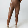 The Tegan Faux Leather Biker Shorts In Mocha Image - 1