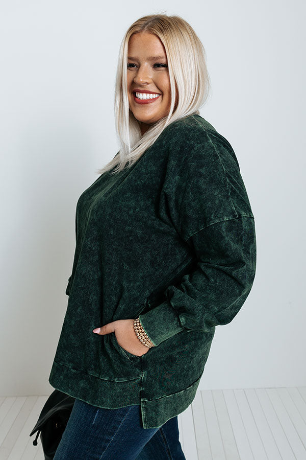 Take Your Shot Sweatshirt In Hunter Green Curves Image - 3