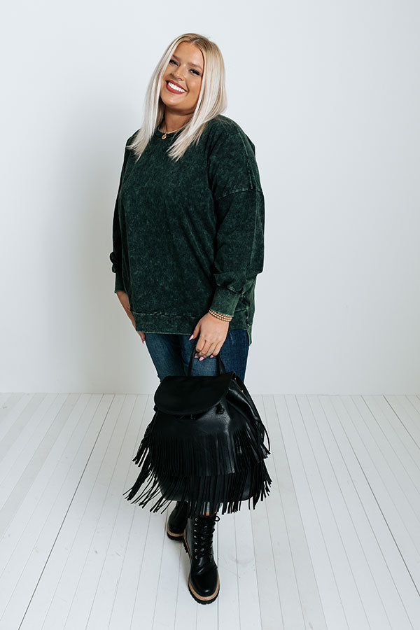 Take Your Shot Sweatshirt In Hunter Green Curves Image - 1