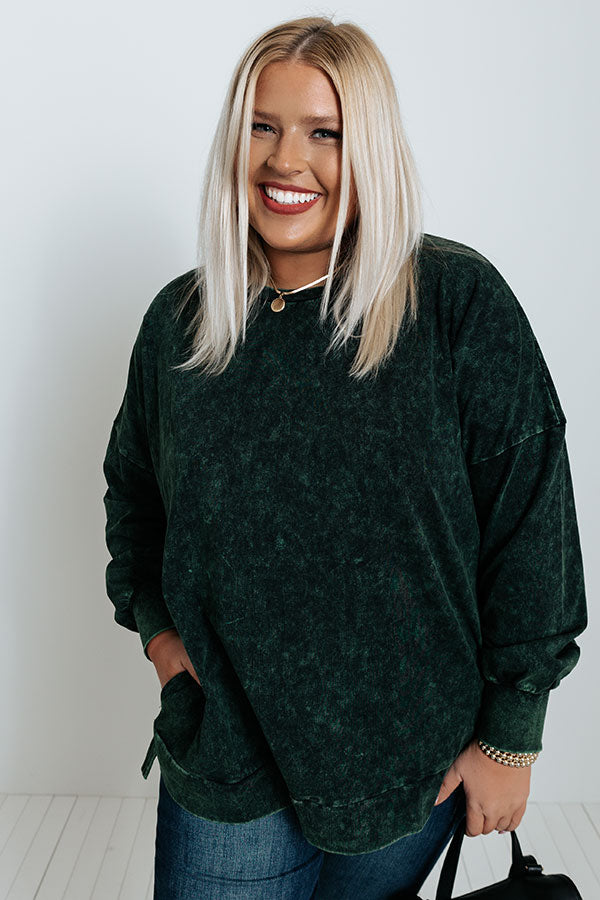 Take Your Shot Sweatshirt In Hunter Green Curves Image - 4