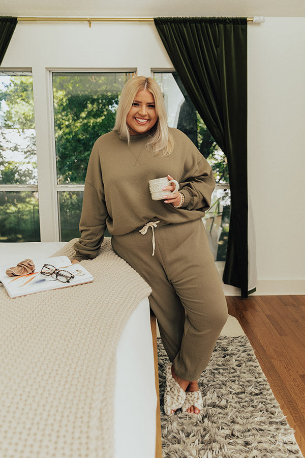 Down Time Joggers In Light Sage Curves Image - 3