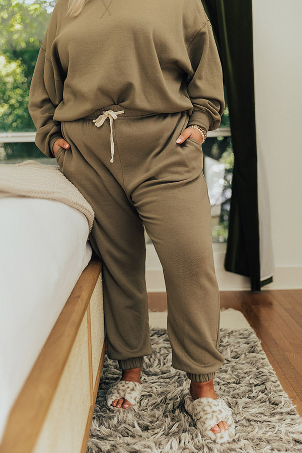 Down Time Joggers In Light Sage Curves Image - 4