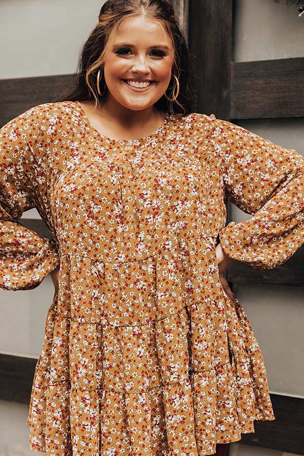 Not So Subtle Floral Top In Mustard Curves Image - 4