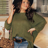 Equinox Knit Top In Army Green Curves Image - 1