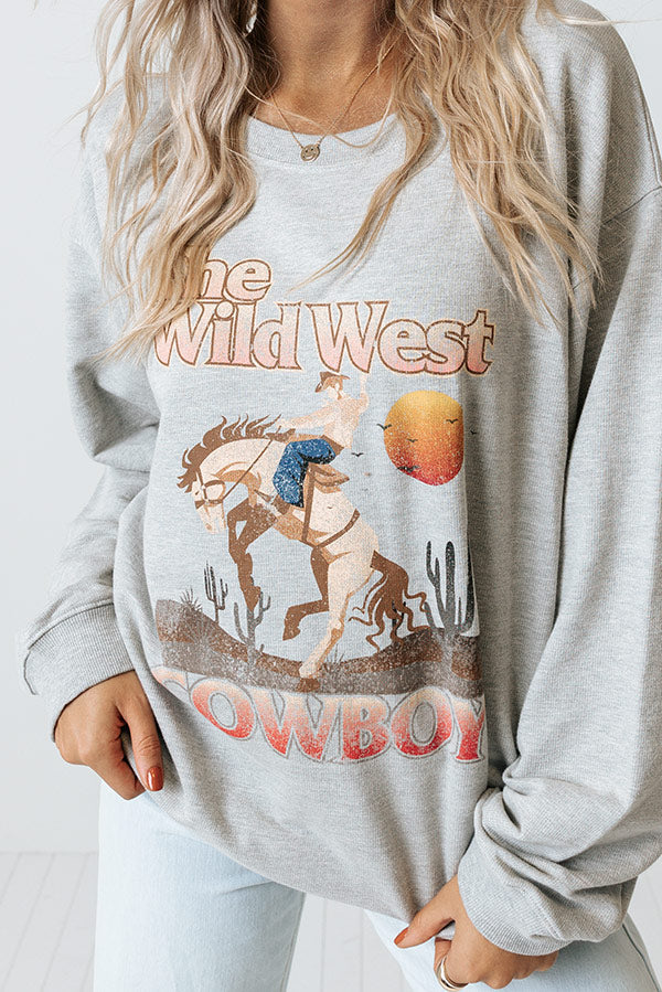 Wild West Cowboy Vintage-Print Graphic Sweatshirt Image - 1
