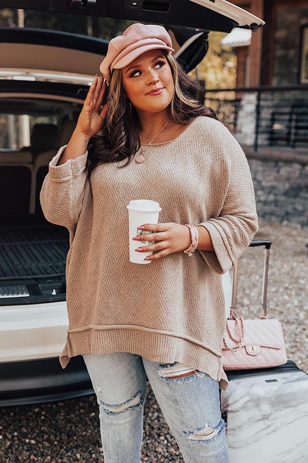 Equinox Knit Top In Warm Taupe Curves Image - 1
