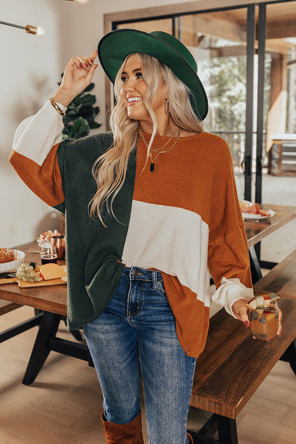 In Harmony Colorblock Sweater In Green Image - 1