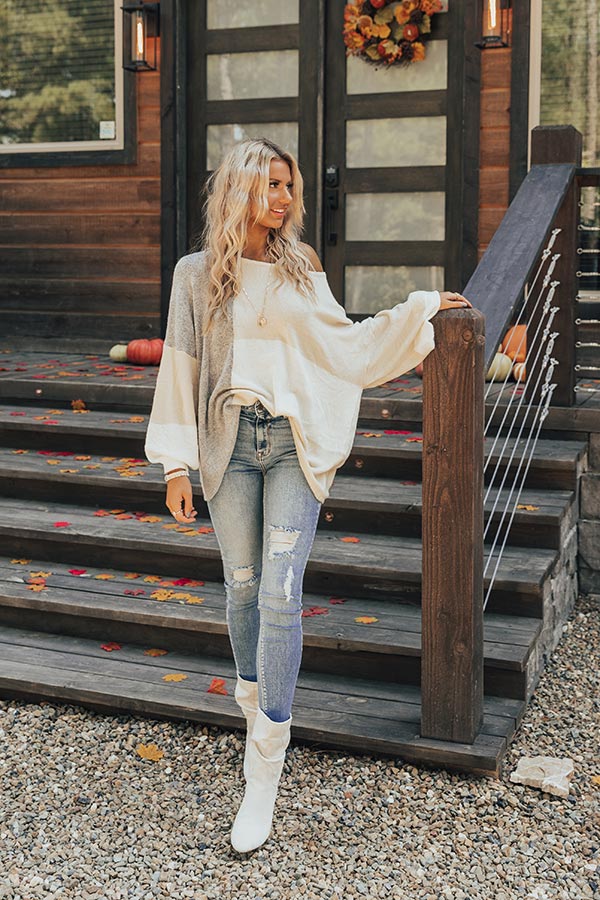 In Harmony Colorblock Sweater In Grey Image - 1