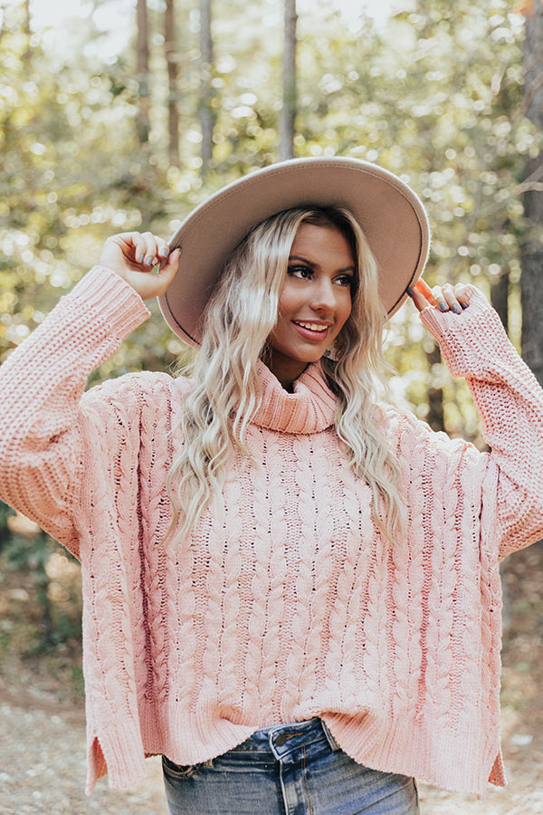 Cute To Be Cool Cable Knit Sweater In Blush – Impressions Online