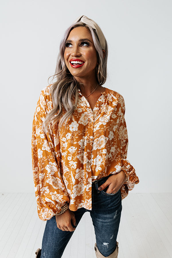 In Harmony Floral Shift Top in Light Rust