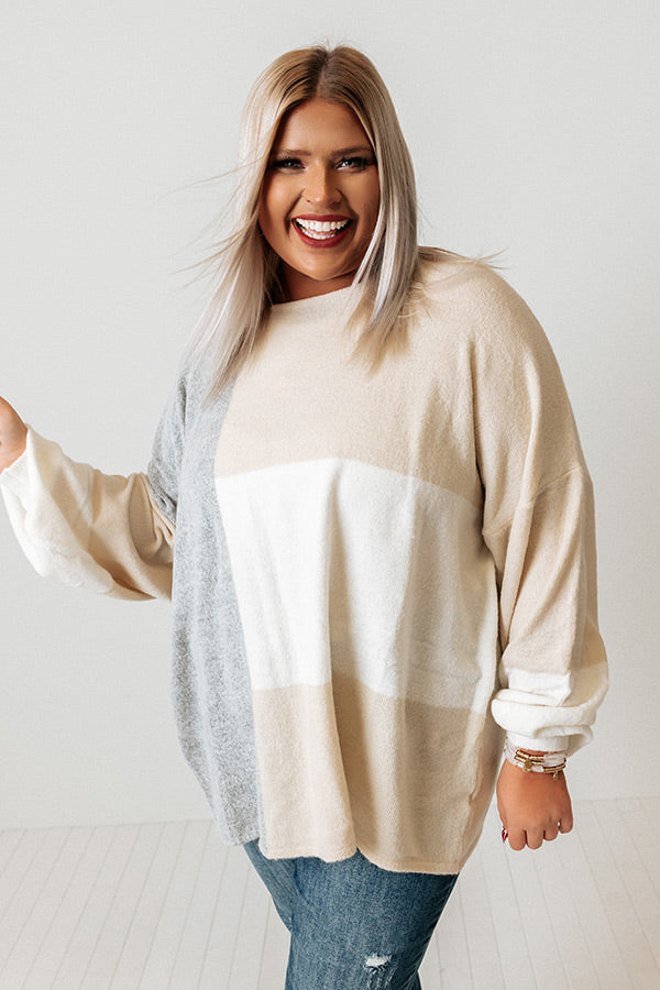 In Harmony Colorblock Sweater In Grey Curves Image - 1