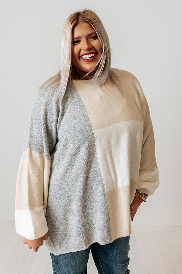 In Harmony Colorblock Sweater In Grey Curves Image - 1
