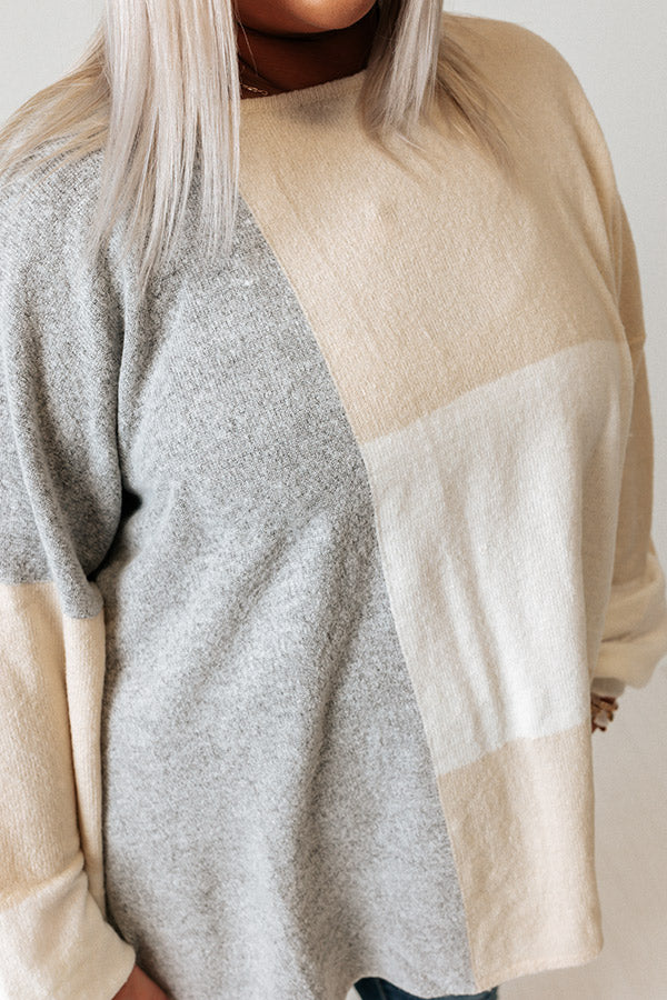 In Harmony Colorblock Sweater In Grey Curves Image - 1