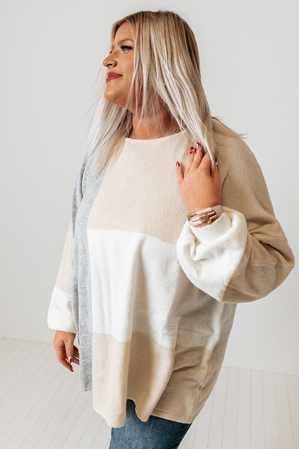 In Harmony Colorblock Sweater In Grey Curves Image - 1