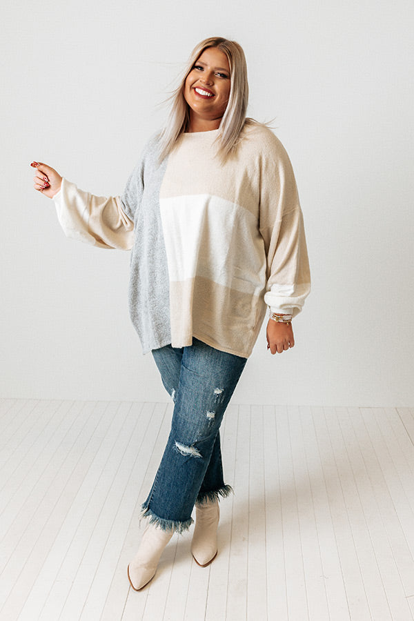 In Harmony Colorblock Sweater In Grey Curves Image - 1
