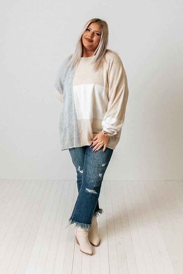 In Harmony Colorblock Sweater In Grey Curves Image - 1