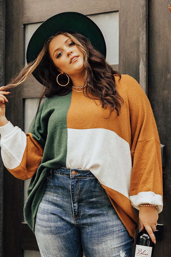 In Harmony Colorblock Sweater In Green Curves Image - 1