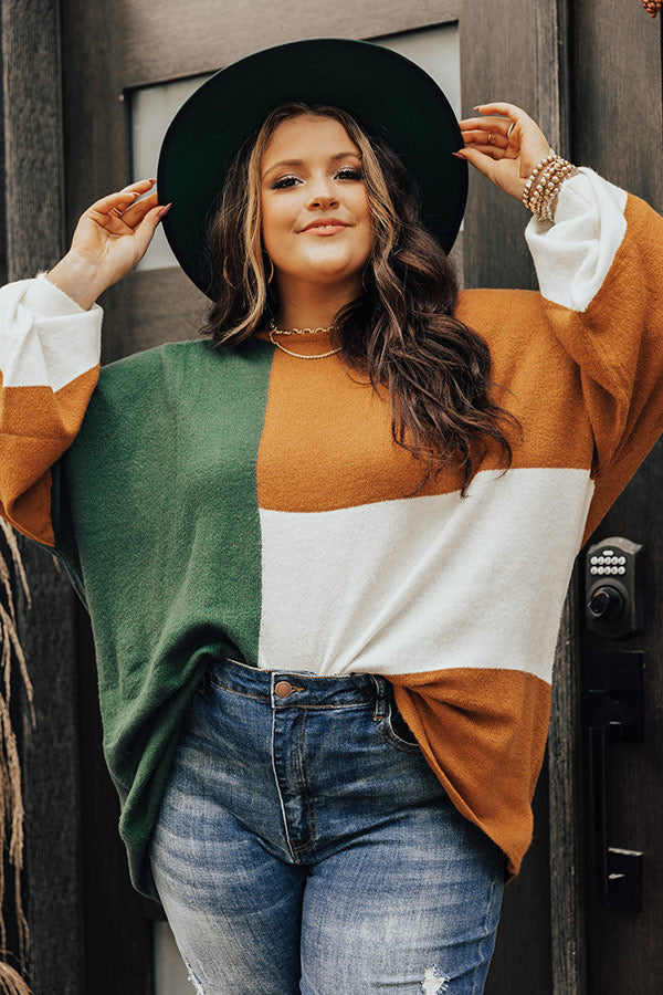 In Harmony Colorblock Sweater In Green Curves Image - 4