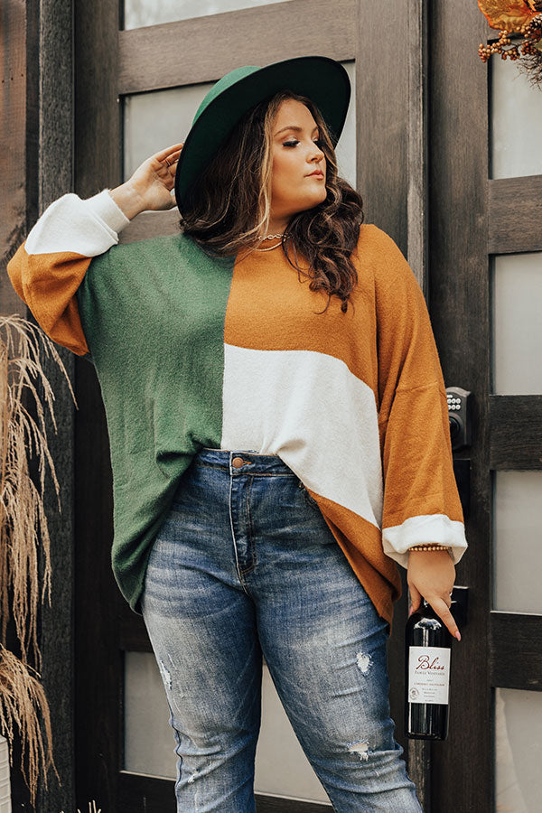 In Harmony Colorblock Sweater In Green Curves Image - 3