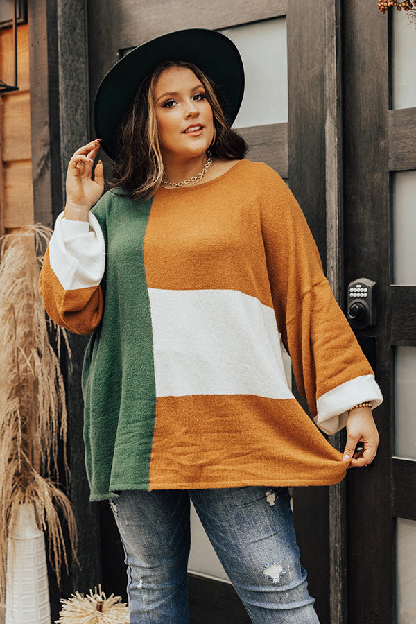 In Harmony Colorblock Sweater In Green Curves Image - 5