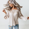 Unspoken Moment Satin Shift Top In Birch Image - 1