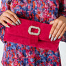 Regal Romance Faux Suede Clutch In Fuchsia Image - 1