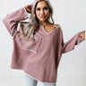 The Wine Down Sweater In Dusty Purple Image - 1