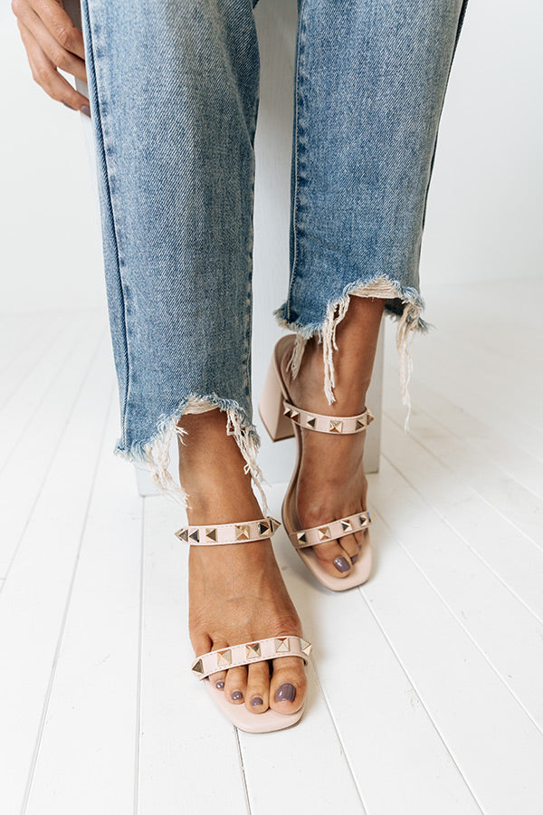 The Gianna Studded Faux Leather Heel In Natural • Impressions Online ...