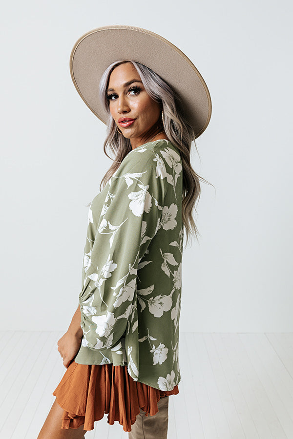 Show Love Floral Shift Top In Light Sage Image - 5