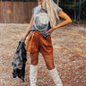 The Stanley High Waist Faux Leather Shorts In Rust Image - 1