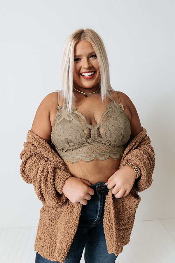 I'm Yours Lace Bralette In Martini Olive Curves Image - 2