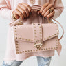 Watch Me Leave Studded Faux Leather Purse In Blush Image - 1