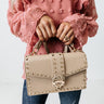 Watch Me Leave Studded Faux Leather Purse In Taupe Image - 1