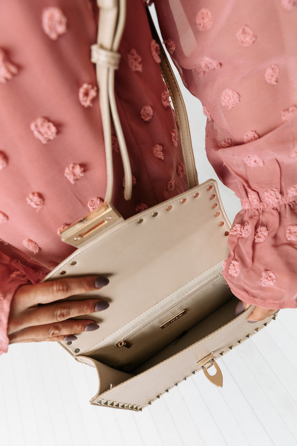 Watch Me Leave Studded Faux Leather Purse In Taupe Image - 3