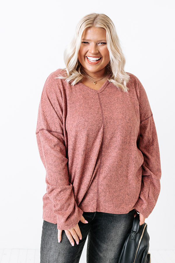 Cozy Coast Shift Top In Blush Curves