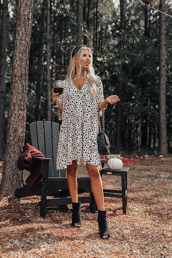 Cafe Date Leopard Tunic Dress in White Image - 5