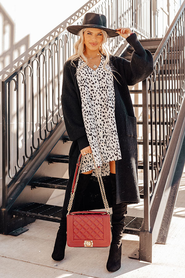 Cafe Date Leopard Tunic Dress in White Image - 1