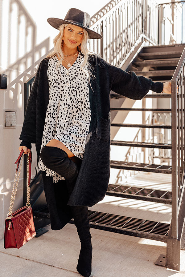 Cafe Date Leopard Tunic Dress in White Image - 3