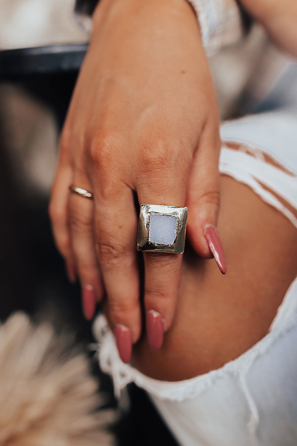 Buried Treasure Druzy Ring In White Image - 2