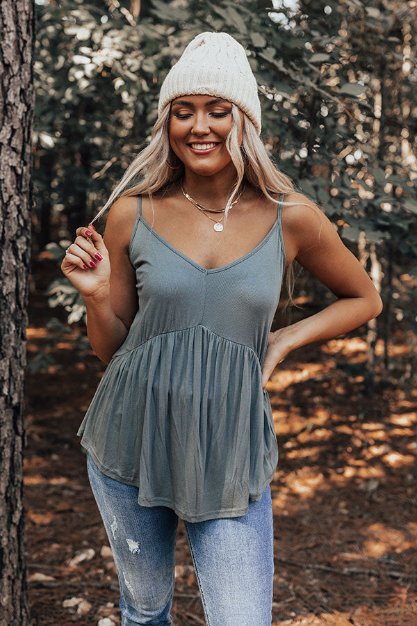 Make Your Debut Babydoll Top In Sage Image - 3