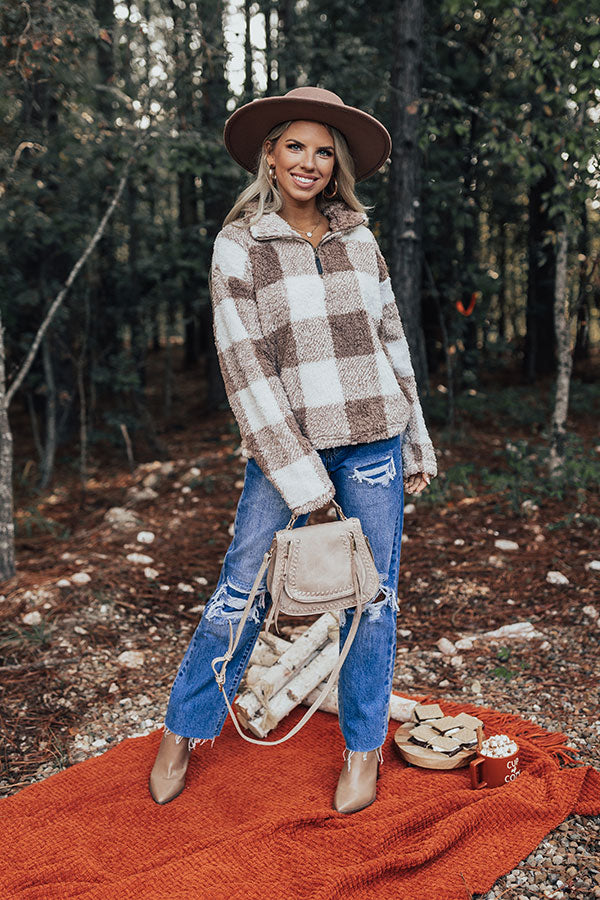 Cozy Weekend Plans Sherpa Pullover In Taupe • Impressions Online Boutique