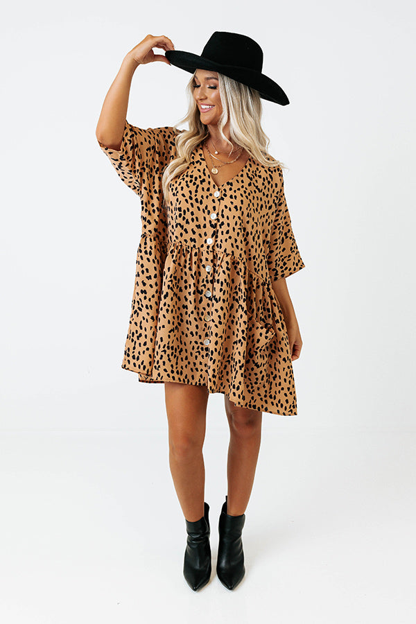 Cafe Date Leopard Tunic Dress in Camel Image - 1