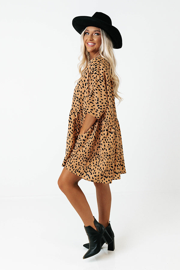 Cafe Date Leopard Tunic Dress in Camel Image - 3