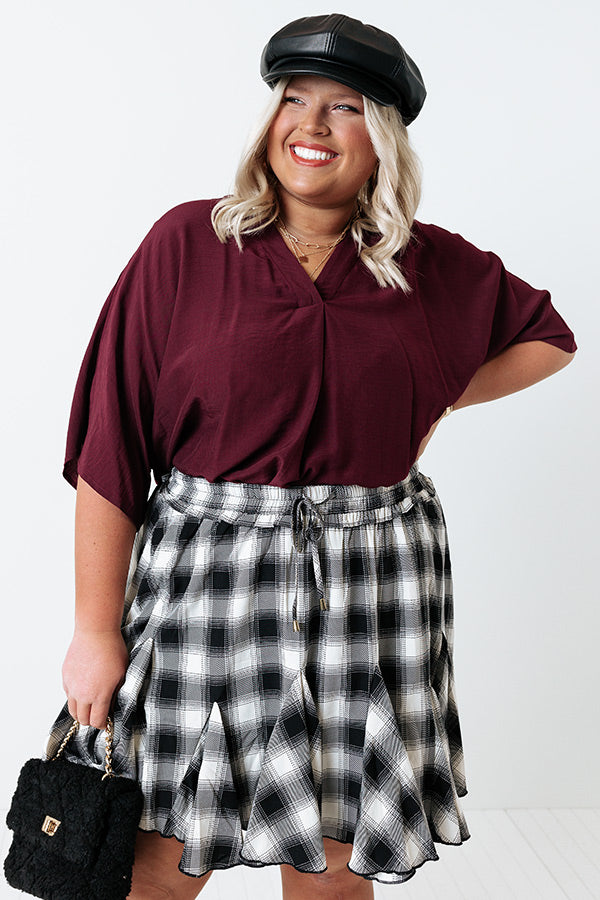 Stay And Chat Shift Top in Maroon Curves